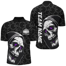 Load image into Gallery viewer, Custom Halloween Skull Bowling Shirts For Men, Personalized Bowling League Shirts | Purple IPHW7079