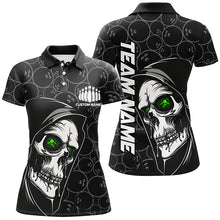 Load image into Gallery viewer, Custom Halloween Skull Bowling Shirts For Women, Personalized Bowling League Shirts | Green IPHW7080