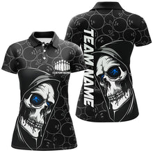 Load image into Gallery viewer, Custom Halloween Skull Bowling Shirts For Women, Personalized Bowling League Shirts | Blue IPHW7081