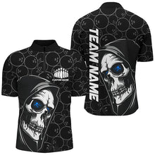 Load image into Gallery viewer, Custom Halloween Skull Bowling Shirts For Men, Personalized Bowling League Shirts | Blue IPHW7081