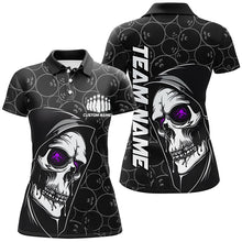 Load image into Gallery viewer, Custom Halloween Skull Bowling Shirts For Women, Bowling League Shirts | Purple IPHW7082