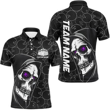 Load image into Gallery viewer, Custom Halloween Skull Bowling Shirts For Men, Personalized Bowling League Shirts | Purple IPHW7082