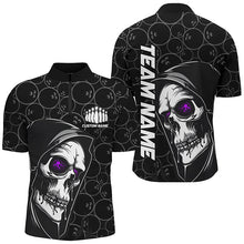 Load image into Gallery viewer, Custom Halloween Skull Bowling Shirts For Men, Personalized Bowling League Shirts | Purple IPHW7082