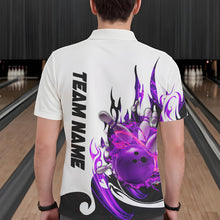 Load image into Gallery viewer, Custom Purple Flame Bowling Shirts For Men, Galaxy Bowling Team Shirts Bowling Uniform IPHW7084