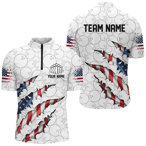 Custom Patriotic Bowling Shirts For Men, US Bowling Team Shirts American Flag Bowling IPHW7382