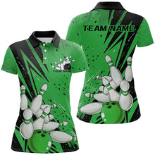 Load image into Gallery viewer, Black And Green Custom Grunge Ladies Bowling Shirt, Bowling League Shirt Bowling Jersey IPHW7909