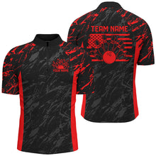 Load image into Gallery viewer, Black And Red Camo Custom Patriotic Bowling Shirts For Men, American Flag US Bowling League Shirt IPHW7913