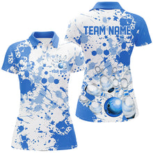 Load image into Gallery viewer, Custom White And Blue Bowling Shirts For Women, Bowling Team Shirts Bowling Jerseys IPHW7918