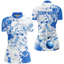 Load image into Gallery viewer, Custom White And Blue Bowling Shirts For Women, Bowling Team Shirts Bowling Jerseys IPHW7918