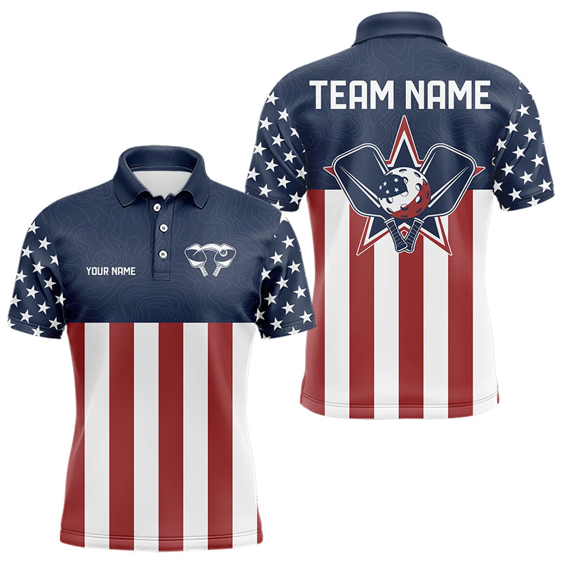 Custom Patriotic US Flag Pickleball Polo Shirts For Men, Pickleball League Shirt IPHW8120