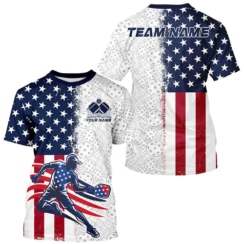 Custom American Flag Pickleball T-Shirts For Men, Patriotic Pickleball League Shirt IPHW8122