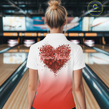 Load image into Gallery viewer, Custom Red Butterflies Heart Bowling Women Quarter-Zip Shirts, Bowling League Shirt IPHW10237