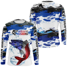 Load image into Gallery viewer, Custom Patriotic Walleye Fishing Camo Jerseys, American Flag Walleye Long Sleeve Fishing Shirts IPHW6050