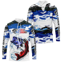 Load image into Gallery viewer, Custom Patriotic Bass Fishing Camo Jerseys, American Flag Bass Long Sleeve Fishing Shirts IPHW6051