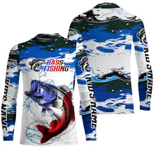 Load image into Gallery viewer, Custom Patriotic Bass Fishing Camo Jerseys, American Flag Bass Long Sleeve Fishing Shirts IPHW6051