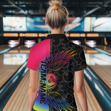Load image into Gallery viewer, Colorful Rainbow Custom Bowling Tournament Women Quarter-Zip Shirts, Bowling Ball And Wings IPHW8846