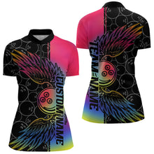 Load image into Gallery viewer, Colorful Rainbow Custom Bowling Tournament Women Quarter-Zip Shirts, Bowling Ball And Wings IPHW8846