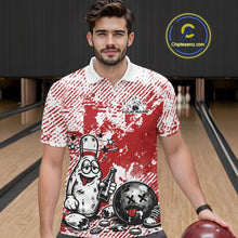 Load image into Gallery viewer, Red Custom Funny Drunk Bowling Ball And Pin Bowling Beer Men Polo Shirt, Bowler Jersey IPHW11237