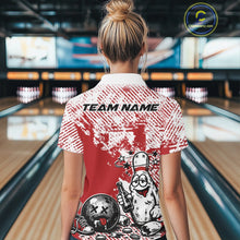 Load image into Gallery viewer, Red Custom Funny Drunk Bowling Ball And Pin Bowling Beer Women Polo Shirt, Bowler Jersey IPHW11237