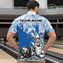Load image into Gallery viewer, Blue Custom Funny Drunk Bowling Ball And Pin Bowling Beer Men Quarter-Zip Shirt, Bowler Jersey IPHW11238