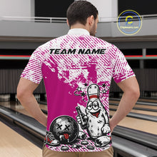 Load image into Gallery viewer, Pink Custom Funny Drunk Bowling Ball And Pin Bowling Beer Men Quarter-Zip Shirt, Bowler Jersey IPHW11239