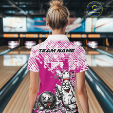 Load image into Gallery viewer, Pink Custom Funny Drunk Bowling Ball And Pin Bowling Beer Women Quarter-Zip Shirt IPHW11239