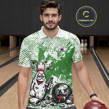 Load image into Gallery viewer, Green Custom Funny Drunk Bowling Ball And Pin Bowling Beer Men Polo Shirt, Bowler Jersey IPHW11240