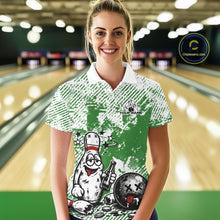Load image into Gallery viewer, Green Custom Funny Drunk Bowling Ball And Pin Bowling Beer Women Polo Shirt, Bowler Jersey IPHW11240