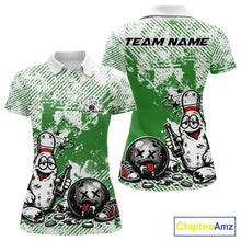 Load image into Gallery viewer, Green Custom Funny Drunk Bowling Ball And Pin Bowling Beer Women Polo Shirt, Bowler Jersey IPHW11240