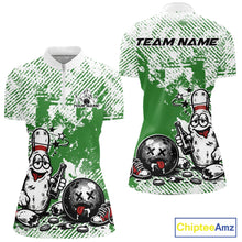 Load image into Gallery viewer, Green Custom Funny Drunk Bowling Ball And Pin Bowling Beer Women Quarter-Zip Shirt IPHW11240