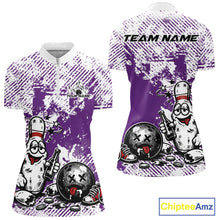 Load image into Gallery viewer, Purple Custom Funny Drunk Bowling Ball And Pin Bowling Beer Women Quarter-Zip Shirt IPHW11241