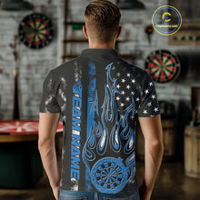 Load image into Gallery viewer, Custom Blue Thin Line US Flag Patriotic Flame Dartboard Dart Men Polo Shirts, Dart Jerseys IPHW9640