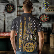 Load image into Gallery viewer, Custom Yellow Thin Line US Flag Patriotic Flame Dartboard Dart Men Polo Shirts, Dart Jersey IPHW9643