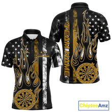 Load image into Gallery viewer, Custom Yellow Thin Line US Flag Patriotic Flame Dartboard Dart Men Polo Shirts, Dart Jersey IPHW9643