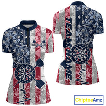 Load image into Gallery viewer, Custom US Flag Patriotic Dart Pulse Line Quarter-Zip Shirts For Women, Dart Team Shirt IPHW9649