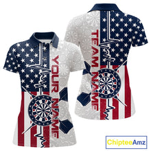 Load image into Gallery viewer, Custom US Flag Patriotic Dart Pulse Line Polo Shirts For Women, Dart Team Shirt IPHW9650