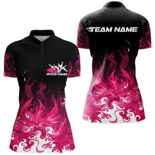 Load image into Gallery viewer, Custom Pink Flame Bowling Shirts For Women, Team Name Bowling League Shirts Bowlers Outfits IPHW7403