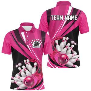 Custom Pink Flame Bowling Shirts For Men, Bowling League Bowling Team Shirts Bowlers Outfit IPHW7416