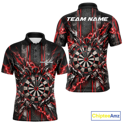 Custom Red Thunder Lightning Dartboard Dart Men Polo Team Shirt, Dart Jersey IPHW12540
