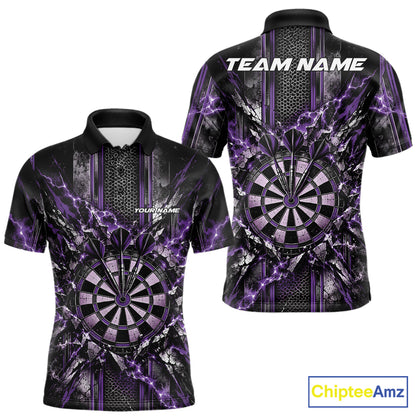 Custom Purple Thunder Lightning Dartboard Dart Men Polo Team Shirt, Dart Jersey IPHW12542