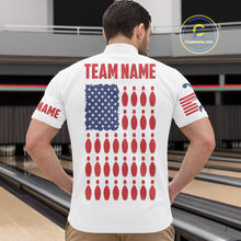 Load image into Gallery viewer, Quarter Zip Custom Mens Bowling Shirts, Customizable American Flag Bowling Pin Quarter Zip Shirt For Team IPHW3809