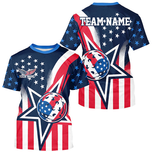 Custom US Star Pickleball T-Shirts For Men, America Flag Patriotic Pickleball Team Jerseys IPHW8127