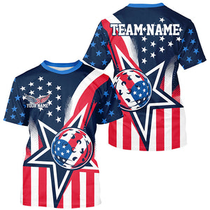 Custom US Star Pickleball T-Shirts For Men, America Flag Patriotic Pickleball Team Jerseys IPHW8127