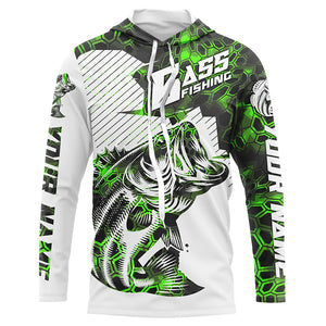 Personalized Bass Fishing Jerseys, Bass Fishing Long Sleeve Fishing Tournament Shirts | Green Camo IPHW5750