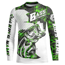 Load image into Gallery viewer, Personalized Bass Fishing Jerseys, Bass Fishing Long Sleeve Fishing Tournament Shirts | Green Camo IPHW5750