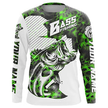 Load image into Gallery viewer, Personalized Bass Fishing Jerseys, Bass Fishing Long Sleeve Fishing Tournament Shirts | Green Camo IPHW5750