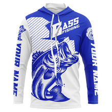 Load image into Gallery viewer, Personalized Bass Fishing Jerseys, Bass Fishing Long Sleeve Fishing Tournament Shirts | Blue IPHW5752