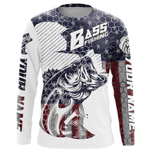 Load image into Gallery viewer, Personalized American Flag Bass Fishing Jerseys, Patriotic Bass Fishing Tournament Shirts IPHW5754