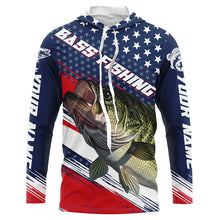 Load image into Gallery viewer, American Flag Bass Fishing Jerseys, Personalized Patriotic Bass Fishing Shirts For Fisherman IPHW5756