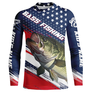 American Flag Bass Fishing Jerseys, Personalized Patriotic Bass Fishing Shirts For Fisherman IPHW5756